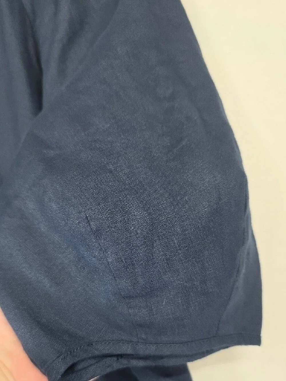 Everlane Dark Navy 100% Linen Button-Down Puff Sleeve Shirt Minimalist